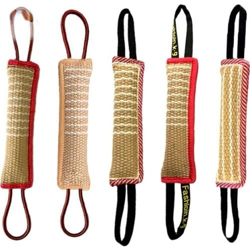 Dog Training Toy Bite Pillow Jute Bite Toy Set with 2 Rope Handles Large Dog Training Interactive Game Chew Toy Pet Accessories