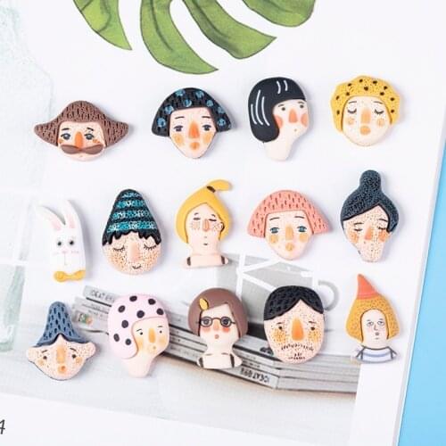 10Pcs Resin Cartoon Graffiti Characters Heads Flatback Cabochon Embellishments for Scrapbooking Fit Phone Decor DIY Accessories
