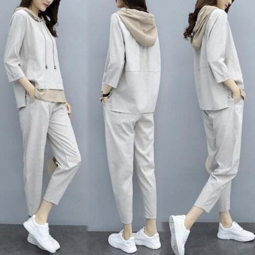 2 Piece Set Woman Hoodie Pants Tracksuit Autumn Winter Women Stitching Color Sportwear Casual Female Jogging Suit Plus Size 3XL
