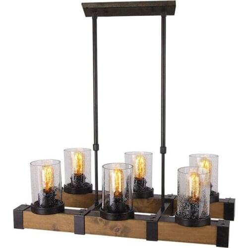 LED vintage Wood Pendant light lamps bedroom decor glass hanglamp bar dormitorio industrial style lighting fixtures living room