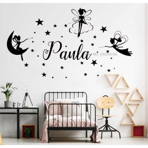 Little Fairy Sticker Custom Name Vinyl Wall Decals Personalized Girl Name Wall Art Decor For Nursery DIY Kids Room Poster LC1699