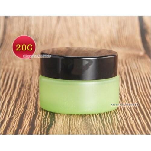 20g/20ml Green colour Frosted Jar, empty cosmetic cream jar bottle cream bottle cap/Black cap/cosmetics Bottle glass 200pcs/lot