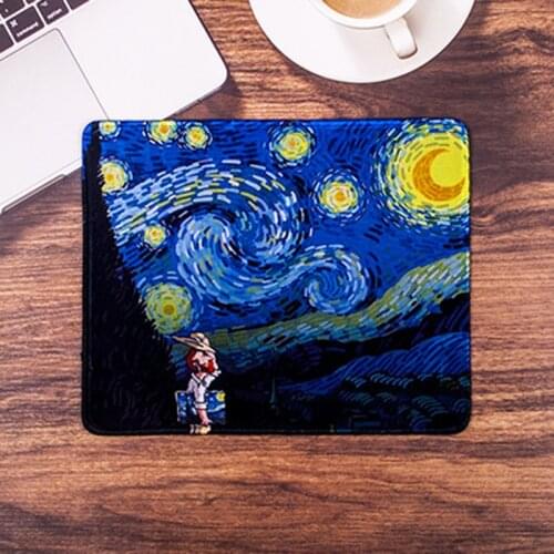 Lovely Kawaii Cute Mouse Pad Van Gogh Desk Big Mat Pads Waterproof Office Home Decoration Cup Mat Antislip Girls Boys Room