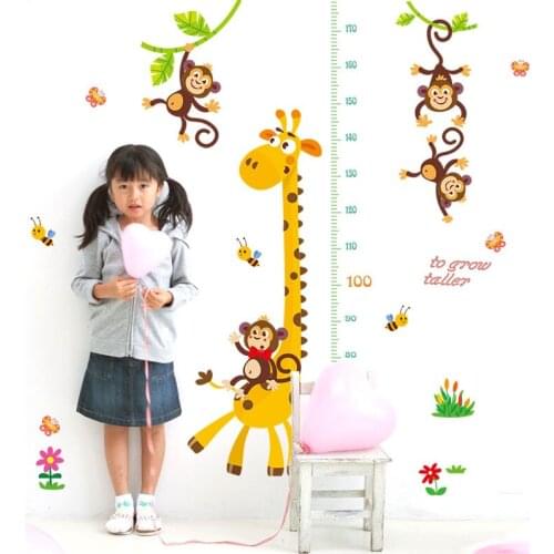 Cartoon DIY PVC Height Measure Plane Wall Stickers Kids Boys Girls Bedroom Growth Chart Paper New Nursery Room Decor Wallpaper