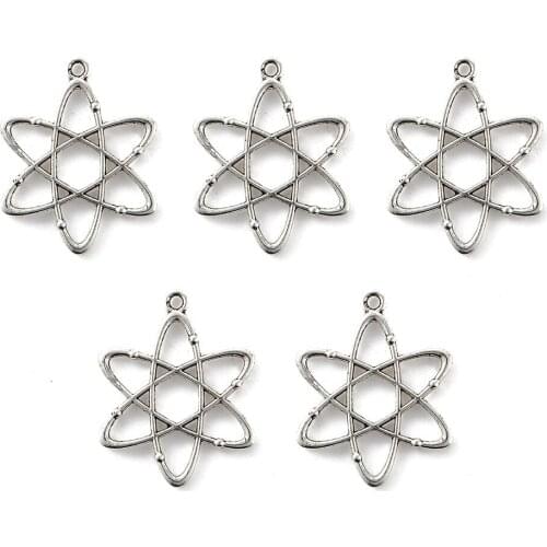 New Arrival 10 pieces chemistry necklace pendant DIY Six Pointed Star Chemical Element Alloy Pendant gifts