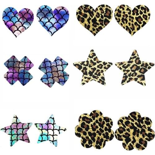 1 pairs/lots Sexy Women Disposable Self Adhesive Nipples Covers Leopard Print Invisible Bra Sticker Chest Petals Breast patch