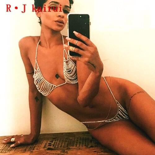 New RJRH04 Fashion Women Handmade Rhinestone Bra Chains Jewelry Bling Crystal Beads Top Hip Pants Costume Jewelry 3 Colors