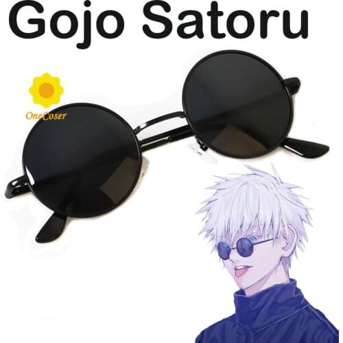 Anime Jujutsu Kaisen Gojo Satoru Cosplay Props Black Glasses Steampunk Round Frame Eyewear Sunglasses Accessories Men Women
