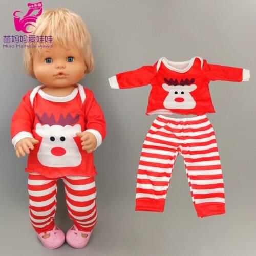 For 16 inch Nenuco doll clothes red santa claus pajama set fit 38cm Ropa y su Hermanita baby doll outfits