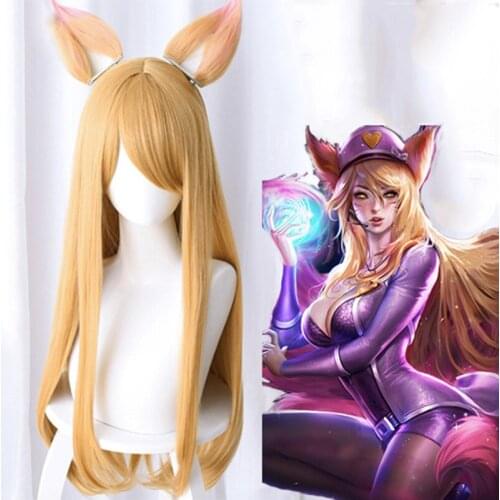 Game LOL KDA Ahri Cosplay Wigs New Style The Nine-Tailed Fox Women Long Hair Halloween Christmas Heat Resistant Synthetic Wigs