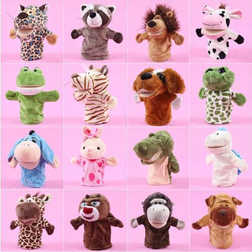 Animal Plush Hand Puppets Childhood Kids Cute Soft Toy Elephant Lione Monkey Shape Story Pretend Playing Dolls Gift For Children