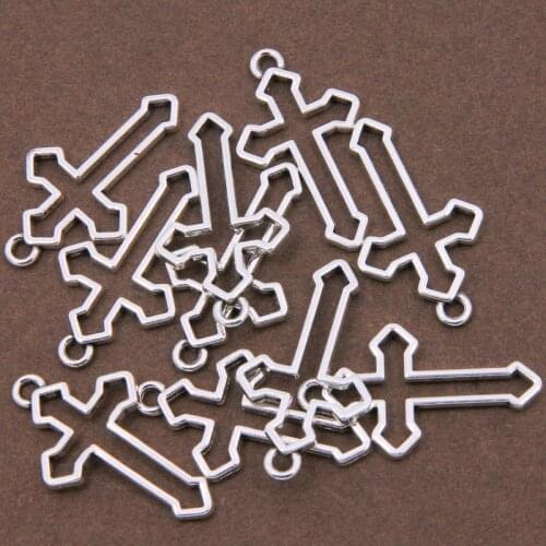 10pcs Hollow out Vintage Simple Religion Cross Jesus Wings Charms Metal Cross Pendant Making Crafting Men Gift Necklaces Jewel