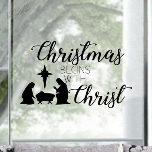 Nativity Christmas Wall Sticker Vinyl Living Room Home Decor Wall Decals Art Bedroom Removable Window Murals Adornment Y278