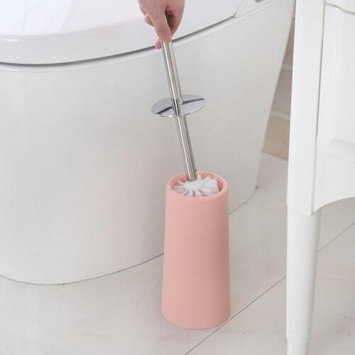 Stainless Steel Bathroom Toilet Brush Toilet Cleaning Kit Home Hotel Bathroom Plastic Cup Holder Straight Handle Angle Brush
