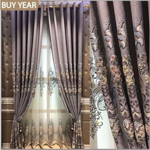 Chenille Curtains for Living Dining Room Bedroom European Embroidered Curtains Custom Fashion Voile Morden Tulle Curtains