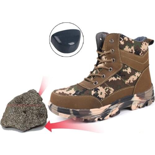 2020 New Winter High Help Wool Safety Shoes Camouflage Work Boots Safety Shoes Steel bag Head Anti-smashing Puncture Work Boots
