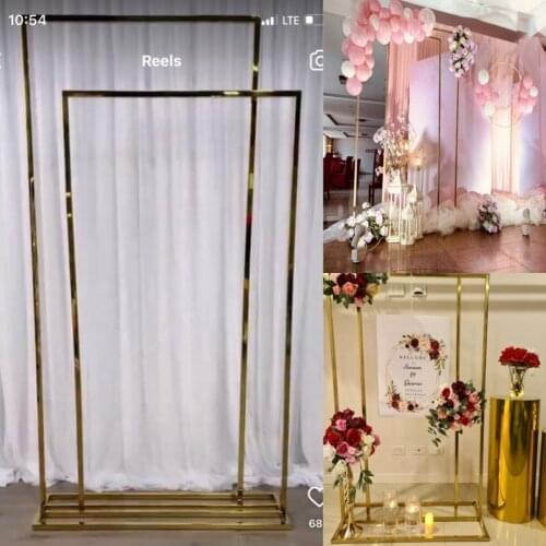 Wedding Welcome Reception Iron Double Door Frame Backdrops Flower Arch Sign Billboard Stand Birthday Party Background Shelf