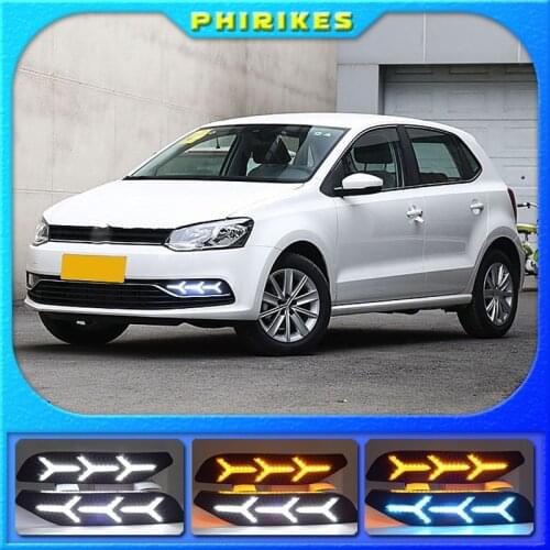 LED For Volkswagen VW Polo 2014 2015 2016 2017 2018 Driving Dynamic Streamer Flow Fog light Daytime Running Lights DRL