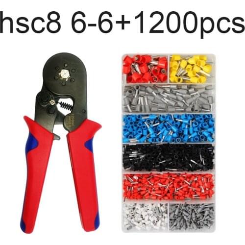 Tubular Terminal Crimper 6-4 0.25-6mm 23-10AWG & 6-6 0.25-10mm 23-7AWG Electrical Crimping Pliers Hand Tools Set HSC8 6-4