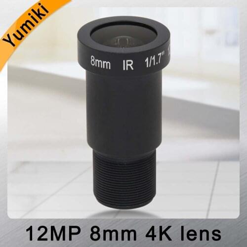 Yumiki 12Megapixel (4K Lens) Fixed M12 Lens 8mm 45 Degree For 4K IP CCTV camera or 4K Sport Action DV