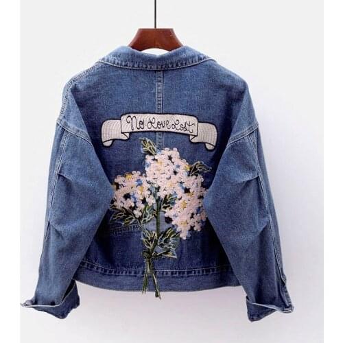 Loose Casual Denim Jacket Women Spring And Autumn New Korean High Quality Embroidered Applique Long Sleeved Cardigan Coats