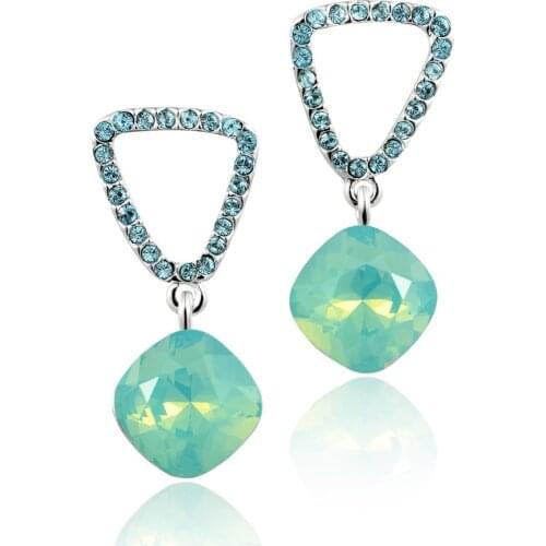 DORMITH womens high quality Austrian Crystal green/purple drop earrings for womens fine jewelry dangle earring