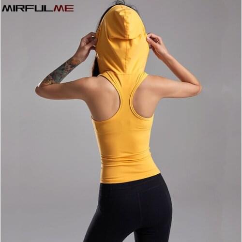 Women Sports Shirts Zipper Hooded Yoga Vest Running Fitness Sleeveless T-shirts Girls Jogging Tank Tops Gym Workout Vest Hoodies
