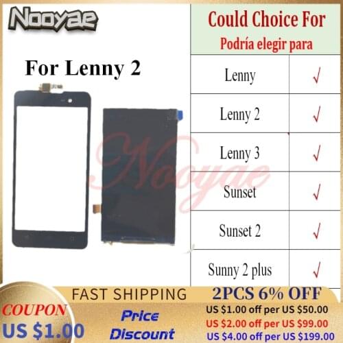 For Wiko Lenny 2 3 Sunset Sunny 2 Plus LCD Display Screen Touch Screen Sensor Panel for Micromax Spark 2 Q334 Bolt D303