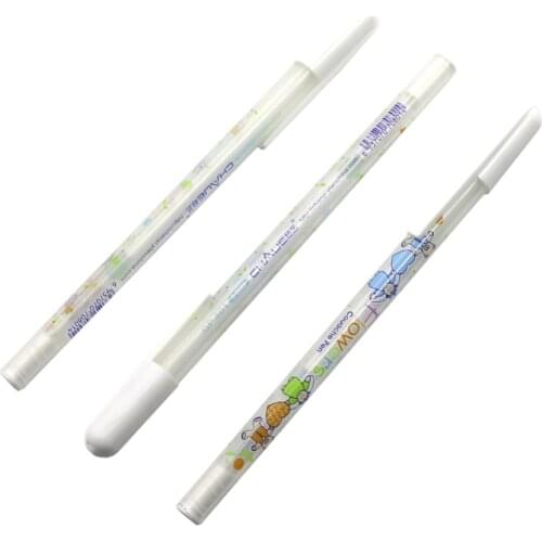 3 pcs/set White Pearlescent pen Highlight pen Mark Graffiti pen Cute Shell Smooth Writing Student Supplies