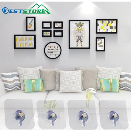 4Pcs/Set Decorative Painting Photo Frame Hanging Hook Bathroom Wall Strong Suction Cup Sticking Nail