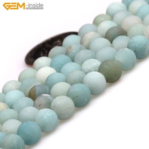 Gem-inside 6-8mm Natural Stone Beads Round Matte Frost Amazonite Beads For Jeweelry Making Beads Bracelet 15" DIY Beads