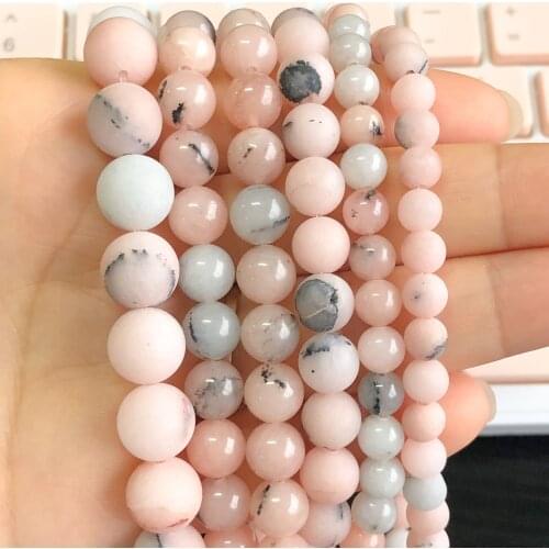 Natural Pink Sunstone Beads Smooth Frosted Loose Spacer Beads For Jewelry Making 6/8/10mm 15'' Pick Size DIY Bracelet&Necklace