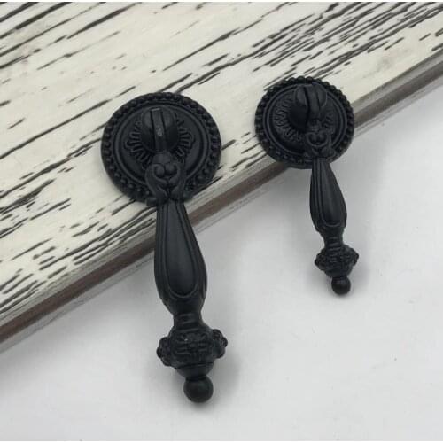 5pcs Black Knobs and Pulls for Cabinets Single Hole Door Knob Retro Cabinet Wardrobe Drawer Closet Pull Handle