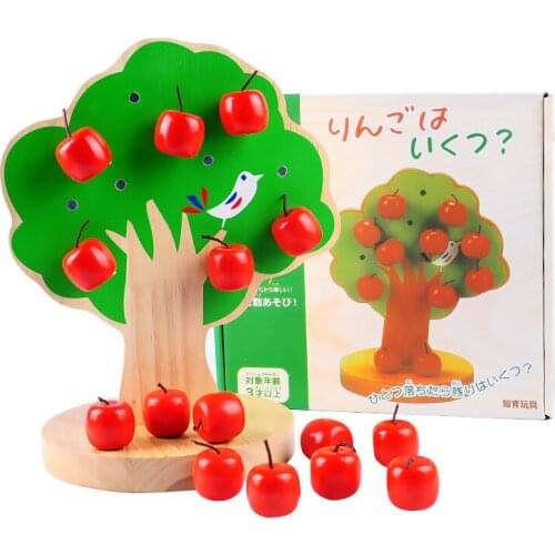 Wooden magnetic apple tree baby fruit fruit count children early education puzzle wooden toy