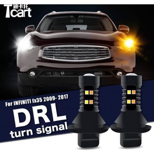2PCS Led drl Daytime Running Light Turn Signal 2IN1 Car accessories For Infiniti FX35 FX37 FX50 QX70 (S51) 2009-2017