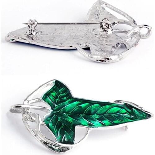 Elf Green Leaves of Lorien Brooch Pin Tolkien Galadriel Legolas Frodo Baggins Aragorn Tree Enamel Badge Movie Jewelry Wholesale
