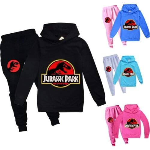 Toddler Boys Clothing Set Spring Autumn Fashion Hoodies Tracksuit Jurassic Park Hooded T-Shirt Suit Children Kid Girl Sweatshirt