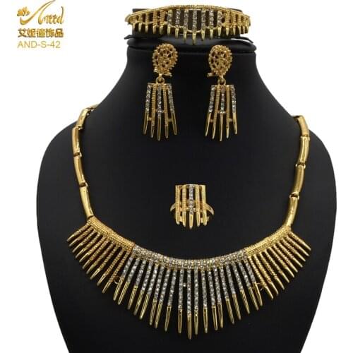 ANIID Jewerly Sets Dubai Fine Jewellery For Women 24K Necklace Earring Bridal Hoop Gold Plated Costume Indian Wedding Ethiopian