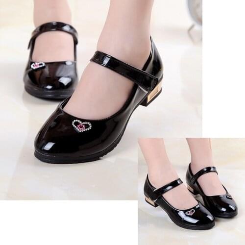 2018Girls white dress shoes models bowknot princess shoes leather Korean students 3 color baby leather shoes for children 26-36