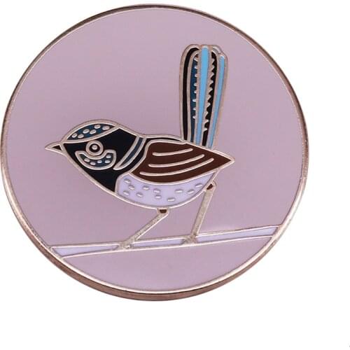 Colorful woodland bird brooch nature lovers birder modern art accessory