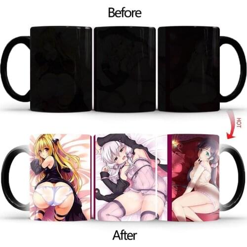 Creative Big ass beauty Heat Sensitive Cup Color Changing Mug Ceramic Drinkware For Tea Milk Coffee Mugs BSKT-138