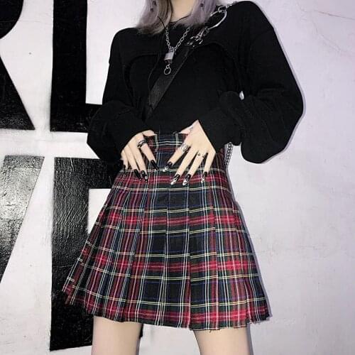 Summer Plaid Pleated Skirts Women Mini Harajuku Skirt Female Casual Kawaii Cute Uniform Japanese Style High Waist Sailor Skirt