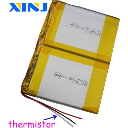 XINJ 3.7V-7.4V 3000mAh-6000mAh 3wires for thermistor Lithium Polymer Rechargeable Battery For GPS Portable Tablet PC 40140100