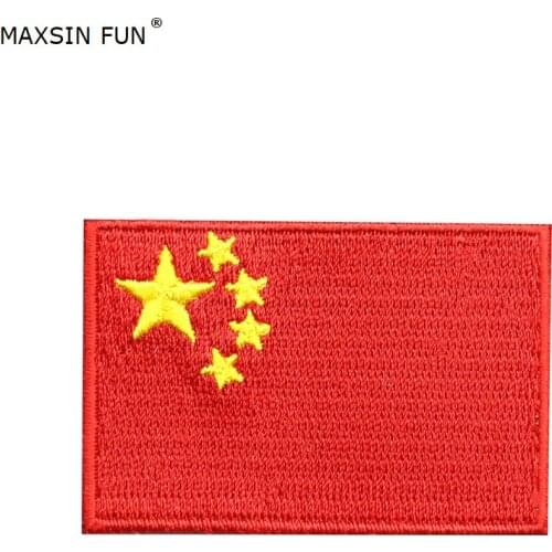 1 PCS High Grade Embroidered Iron On China Flag Patches Patriotic Military tactics Patch Glue Patches for Backpack