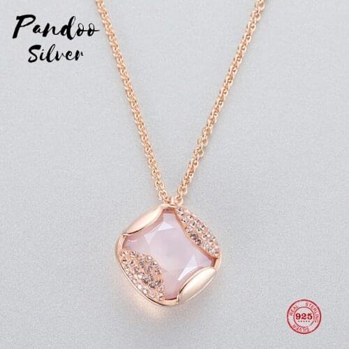 PANDOO Fashion Charm Pure 925 Silver Original 1:1 Copy, Simple And Elegant Exquisite Wild Necklace Female Luxury Jewelry Gifts