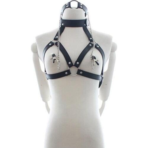 Fashion New Goth Female Stocking Suspender Belt Sexy Vanessa Garter Belt Body Binding Neck Harness Constraint Underwear Retail