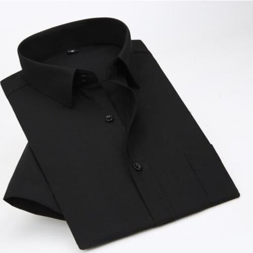 2021 Summer Men Shirt Short Sleeve Fashion Solid Male Shirts Formal Business