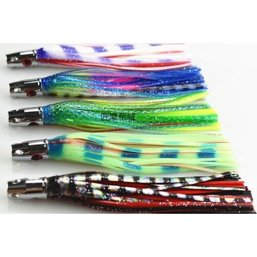 Soft Skirt Lure metal Head Rigged Trolling Tuna Leurre Octopus Big Game Fishing Marlin Tuna Stainless Steel Hook 165MM/40G