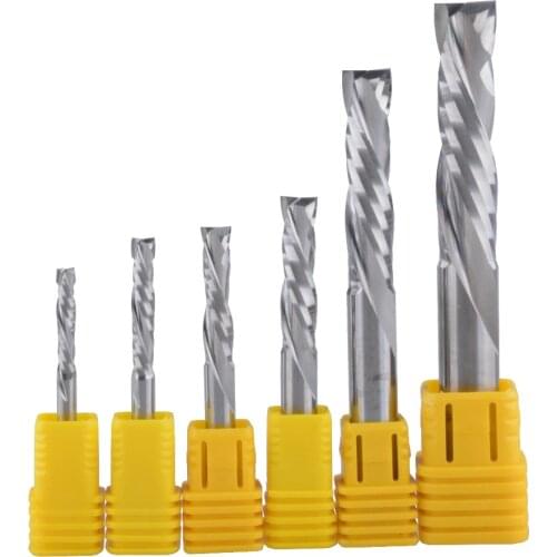 10Pcs 3.175 4 6mm UP DOWN Cut Two Flutes Spiral Carbide Mill Tool Cutters for CNC Router, Compression Wood End Mill Cutter Bits