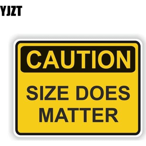 YJZT 14.8CM*11.1CM Creative Window Decal CAUTION SIZE DOES MATTER Warning Car Sticker 6-1961